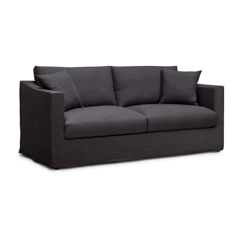 Canapé fixe - 3 places - MALTE - Tissu Anthracite - 187 x 97 x 73 cm Canapé fixe - 3 places - MALTE - Tissu Anthracite - 187 x 97 x 73 cm