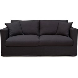 Canapé fixe - 3 places - MALTE - Tissu Anthracite - 187 x 97 x 73 cm