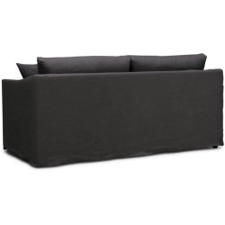 Canapé fixe - 3 places - MALTE - Tissu Anthracite - 187 x 97 x 73 cm