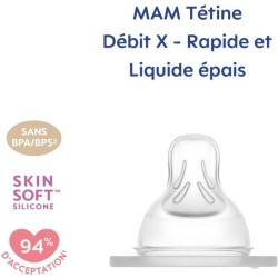Tétine MAM Silicone Débit X Ultra Rapide - Lot de 2
