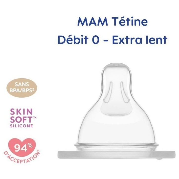 MAM Accessoires pour Biberons Tétine Silicone Nouveau Né Débit 0 Extra Lent 2 unités MAM Accessoires pour Biberons Tétine Silicone Nouveau Né Débit 0 Extra Lent 2 unités