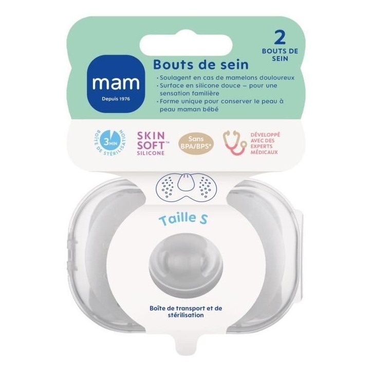MAM Allaitement Bout de Sein Silicone Taille S 2 unités MAM Allaitement Bout de Sein Silicone Taille S 2 unités