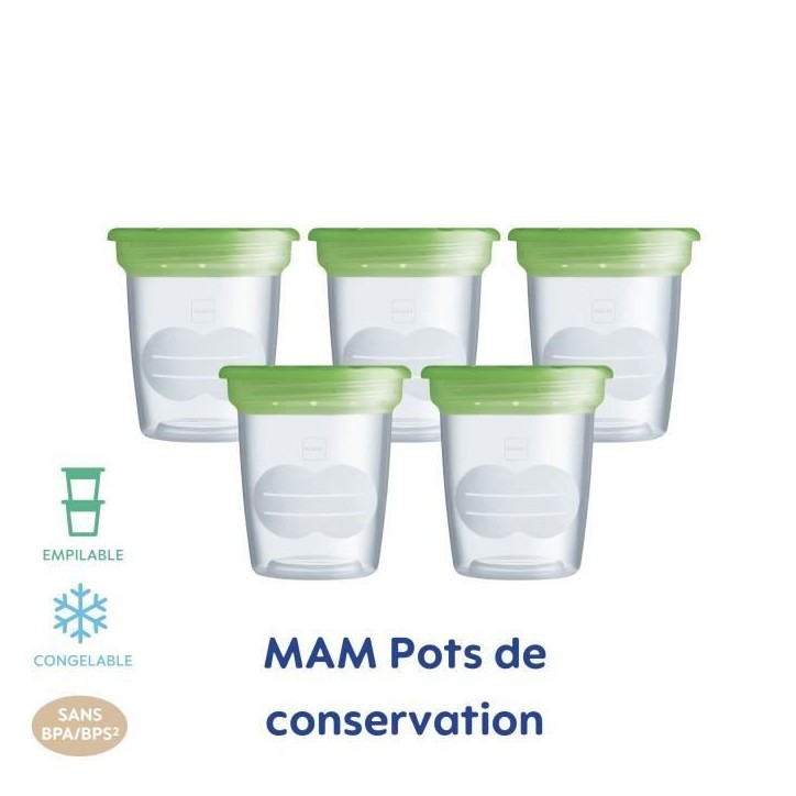 MAM Allaitement Pot de Conservation 120ml Lot de 5 MAM Allaitement Pot de Conservation 120ml Lot de 5