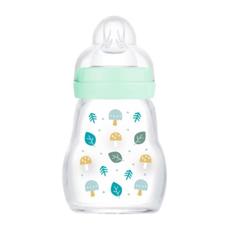 MAM Biberon Verre - 170ml - Bleu - Tétine Débit 1