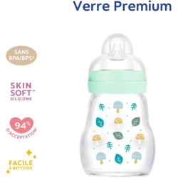 MAM Biberon Verre - 170ml - Bleu - Tétine Débit 1