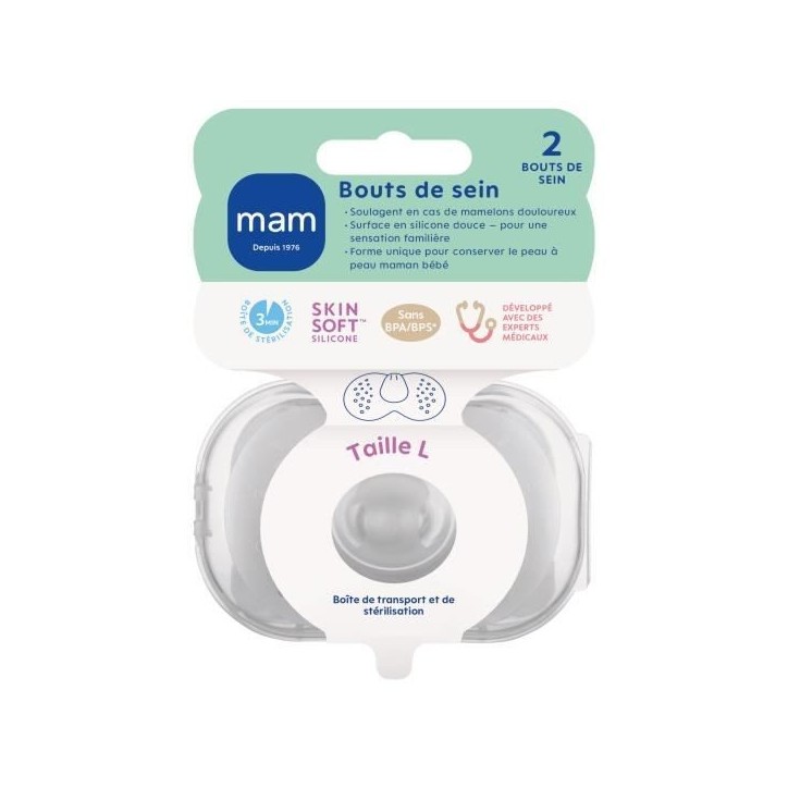 MAM Bout de sein Taille L - Silicone - Bte stérilisation X2 MAM Bout de sein Taille L - Silicone - Bte stérilisation X2