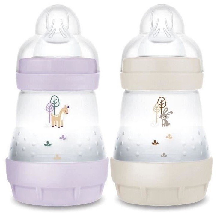 Lot de 2 Biberons - MAM - Easy Start - Anti-colique - 160 ml - Tétine débit 1 - Lilas + Sable Lot de 2 Biberons - MAM - Easy Start - Anti-colique - 160 ml - Tétine débit 1 - Lilas + Sable