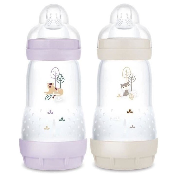 Lot de 2 Biberons - MAM - Easy Start / Anti-Colique - 260 ml - Tétine Débit 2 - Lilas + Sable Lot de 2 Biberons - MAM - Easy Start / Anti-Colique - 260 ml - Tétine Débit 2 - Lilas + Sable