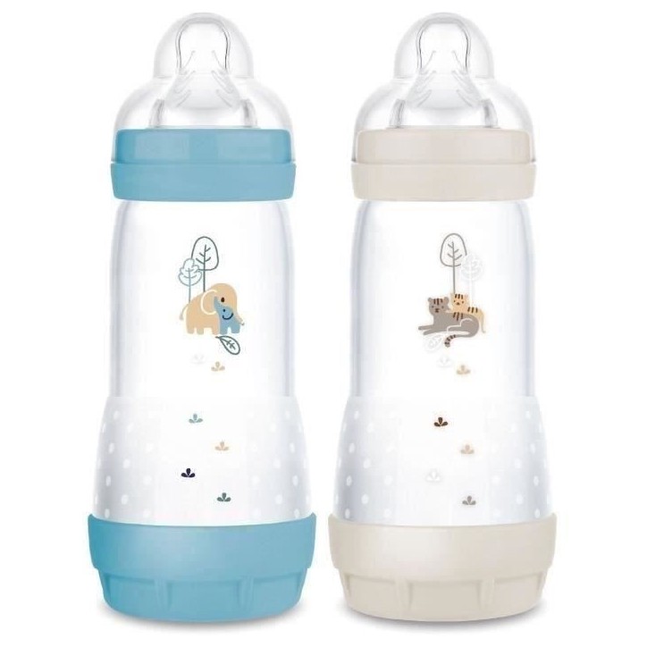 Lot de 2 Biberons - MAM - Easy Start - Anti-colique - 320 ml - Tétine débit 3 - Océan + Sable Lot de 2 Biberons - MAM - Easy Start - Anti-colique - 320 ml - Tétine débit 3 - Océan + Sable