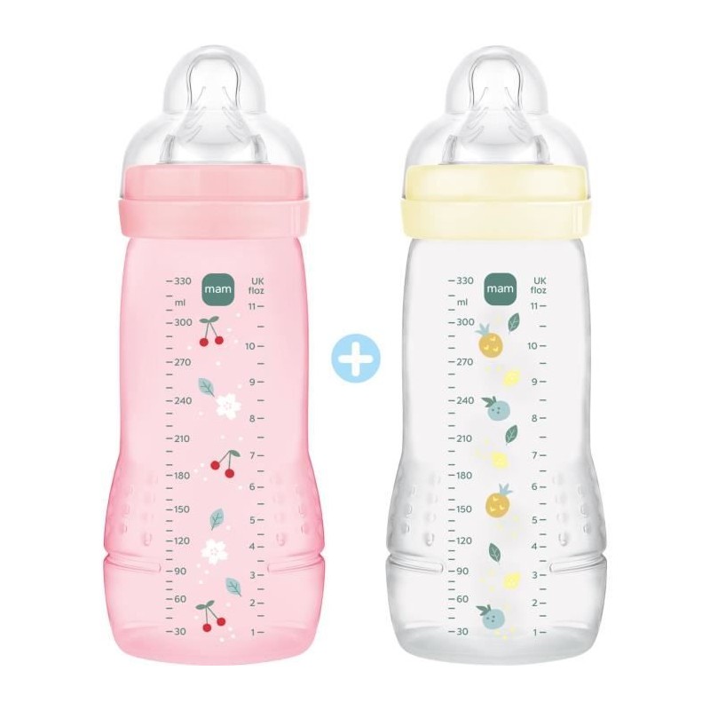Lot de 2 Biberons - MAM BABY - Easy Active - +6 mois - 330 ml - Tétin Lot de 2 Biberons - MAM BABY - Easy Active - +6 mois - 330 ml - Tétin