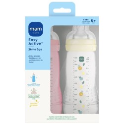 Lot de 2 Biberons - MAM BABY - Easy Active - +6 mois - 330 ml - Tétin