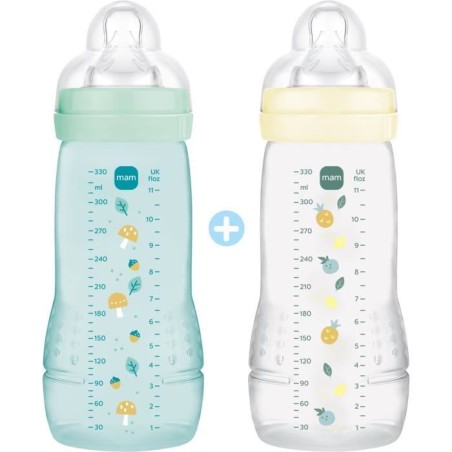 Lot de 2 Biberons - MAM BABY - Easy Active - +6 mois - 330 ml - Tétin
