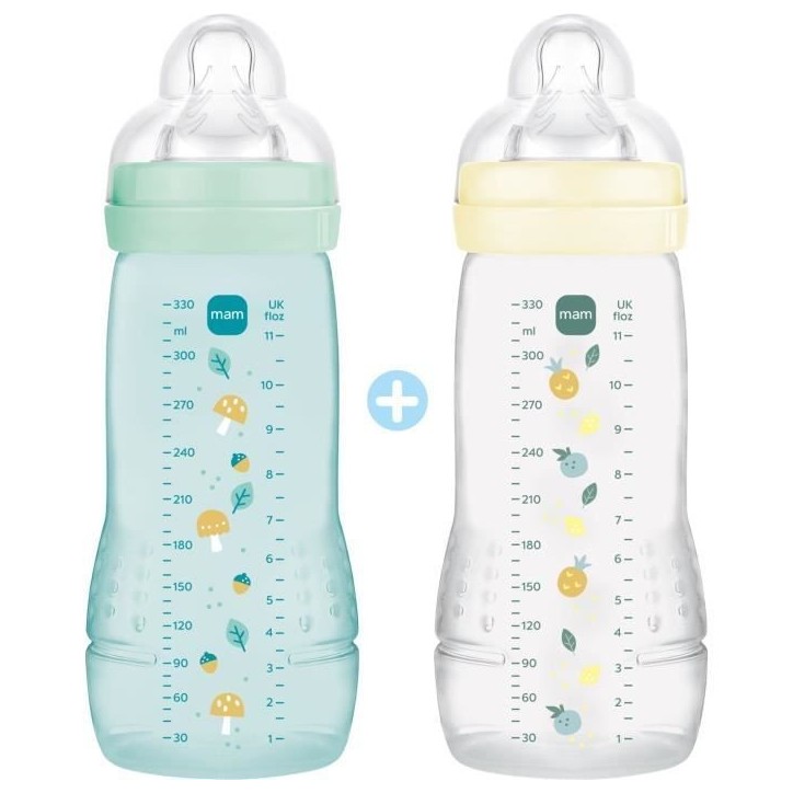 Lot de 2 Biberons - MAM BABY - Easy Active - +6 mois - 330 ml - Tétine débit X - Ice + Pearl Lot de 2 Biberons - MAM BABY - Easy Active - +6 mois - 330 ml - Tétine débit X - Ice + Pearl