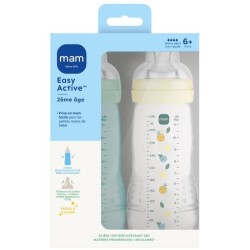Lot de 2 Biberons - MAM BABY - Easy Active - +6 mois - 330 ml - Tétin