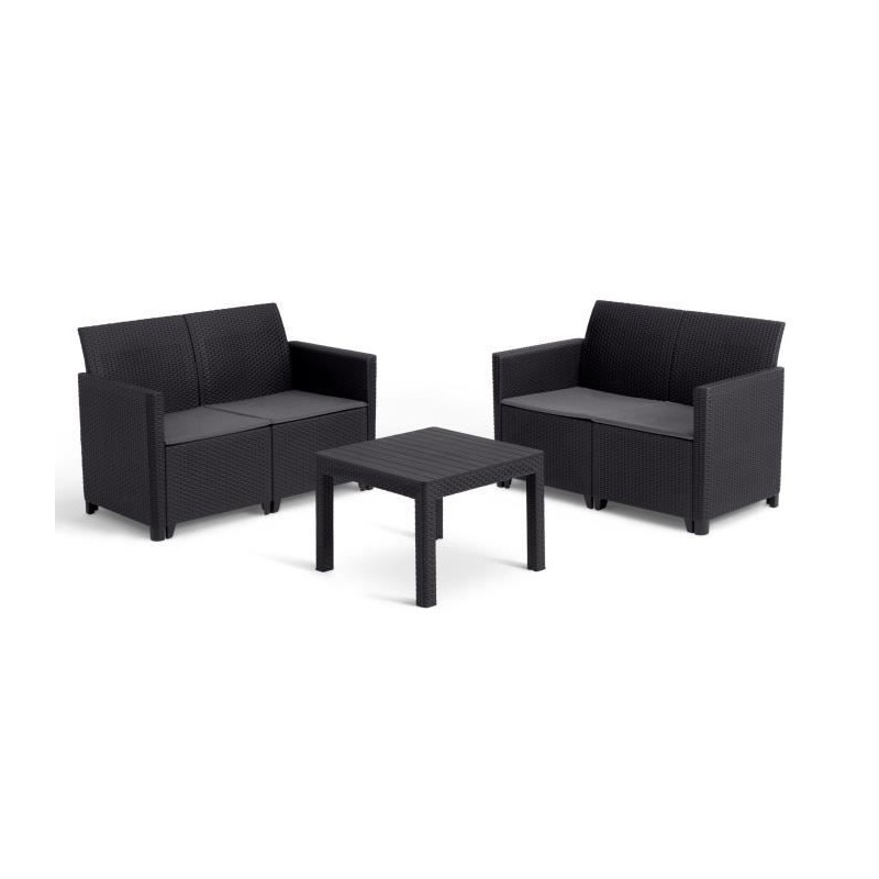 Salon de jardin modulable en résine imitation rotin tressé - Noir - Salon de jardin modulable en résine imitation rotin tressé - Noir -
