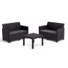 Salon de jardin modulable en résine imitation rotin tressé - Noir -