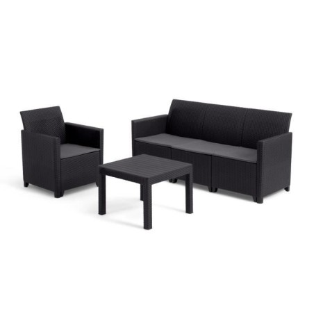 Salon de jardin modulable en résine imitation rotin tressé - Noir - KETER - 4 personnes - MARIE