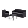 Salon de jardin modulable en résine imitation rotin tressé - Noir -
