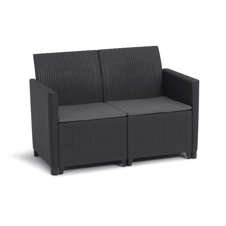 Salon de jardin modulable en résine imitation rotin tressé - Noir - KETER - 4 personnes - MARIE Salon de jardin modulable en résine imitation rotin tressé - Noir - KETER - 4 personnes - MARIE