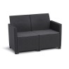 Salon de jardin modulable en résine imitation rotin tressé - Noir -