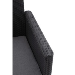 Salon de jardin modulable en résine imitation rotin tressé - Noir -