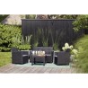 Salon de jardin en résine imitation rotin tressé - Noir - Avec table