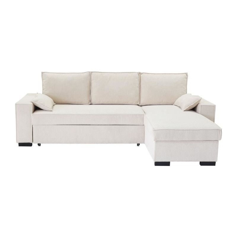 Canapé d'angle convertible réversible MARLON beige - Méridienne ave Canapé d'angle convertible réversible MARLON beige - Méridienne ave