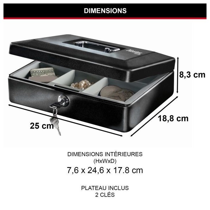 Master Lock Caisse moyenne avec plateau CB-12ML Master Lock Caisse moyenne avec plateau CB-12ML