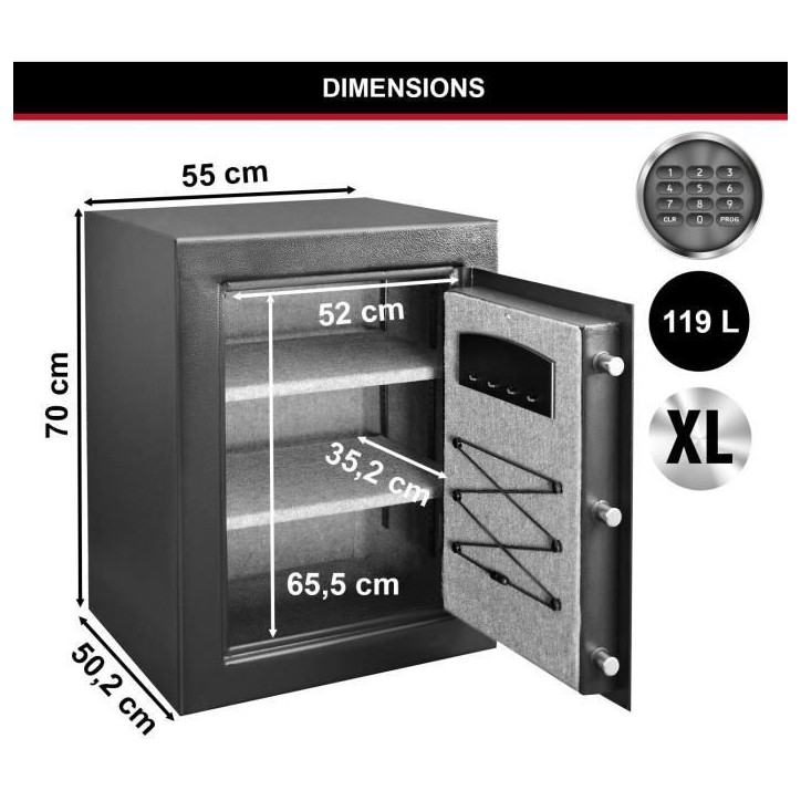 Coffre-Fort Haute Sécurité a Combinaison Électronique XL 119 Litres - Master Lock T8-331ML Coffre-Fort Haute Sécurité a Combinaison Électronique XL 119 Litres - Master Lock T8-331ML