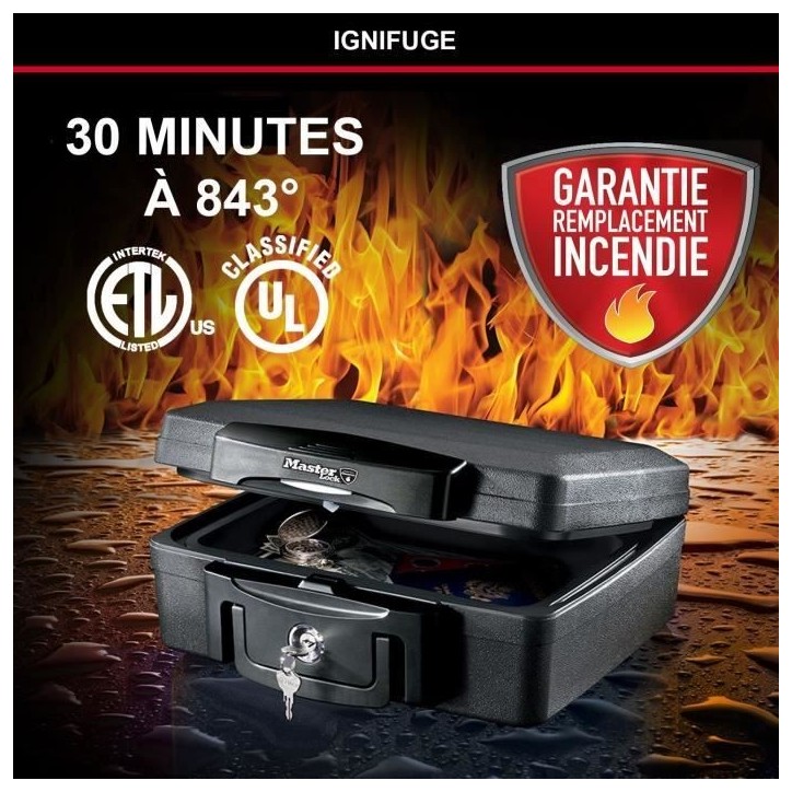 Coffre-fort ignifuge - MASTER LOCK - H0100EURHRO - Etanche avec clé - 4,9 L, 15,6 x 36,2 x 33 cm Coffre-fort ignifuge - MASTER LOCK - H0100EURHRO - Etanche avec clé - 4,9 L, 15,6 x 36,2 x 33 cm