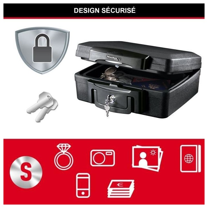 Coffre-fort ignifuge - MASTER LOCK - H0100EURHRO - Etanche avec clé - 4,9 L, 15,6 x 36,2 x 33 cm Coffre-fort ignifuge - MASTER LOCK - H0100EURHRO - Etanche avec clé - 4,9 L, 15,6 x 36,2 x 33 cm