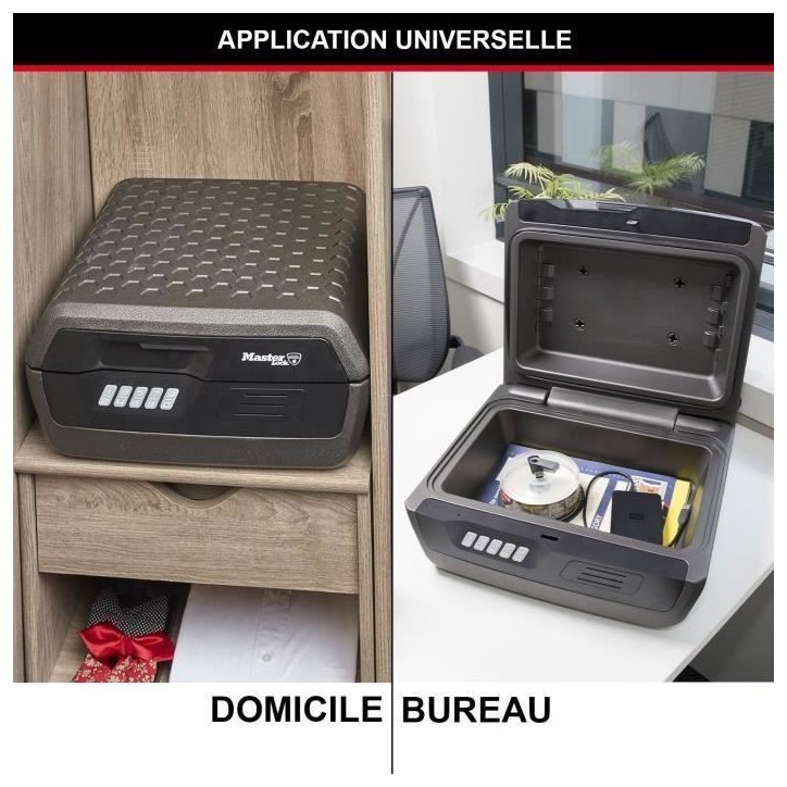 Malette de Sécurité Anti feu - MASTER LOCK - CHW30300EURHRO - Ignifuge et Etanche - Large 10L - Combinaison Electronique Malette de Sécurité Anti feu - MASTER LOCK - CHW30300EURHRO - Ignifuge et Etanche - Large 10L - Combinaison Electronique