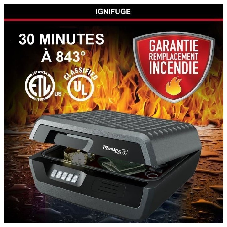 Malette de Sécurité Anti feu - MASTER LOCK - CHW30300EURHRO - Ignifuge et Etanche - Large 10L - Combinaison Electronique Malette de Sécurité Anti feu - MASTER LOCK - CHW30300EURHRO - Ignifuge et Etanche - Large 10L - Combinaison Electronique