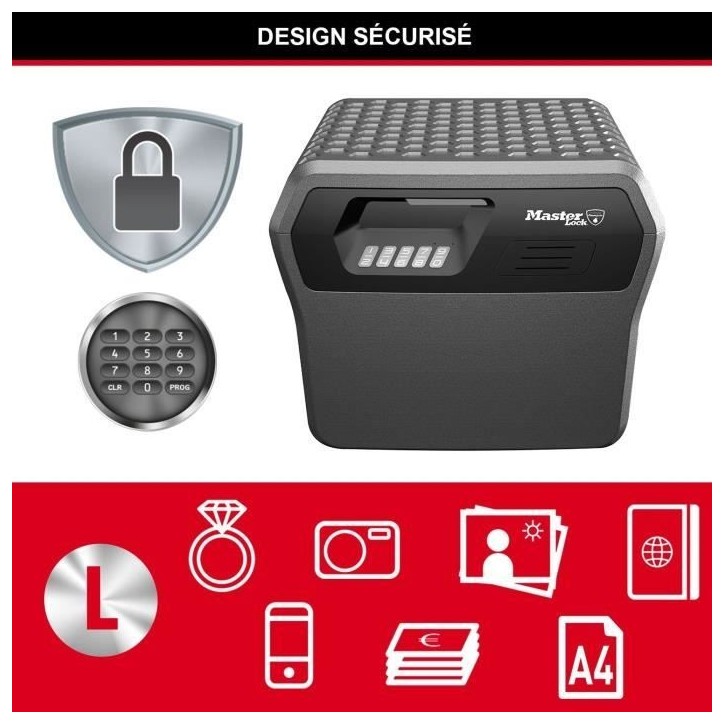 Caisse de Sécurité Anti feu - MASTER LOCK - FHW40300EURHRO - Ignifuge et Etanche - Large 18,5L - Combinaison Electronique Caisse de Sécurité Anti feu - MASTER LOCK - FHW40300EURHRO - Ignifuge et Etanche - Large 18,5L - Combinaison Electronique