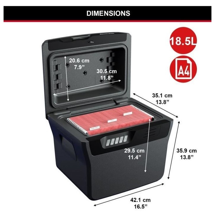 Caisse de Sécurité Anti feu - MASTER LOCK - FHW40300EURHRO - Ignifuge et Etanche - Large 18,5L - Combinaison Electronique Caisse de Sécurité Anti feu - MASTER LOCK - FHW40300EURHRO - Ignifuge et Etanche - Large 18,5L - Combinaison Electronique