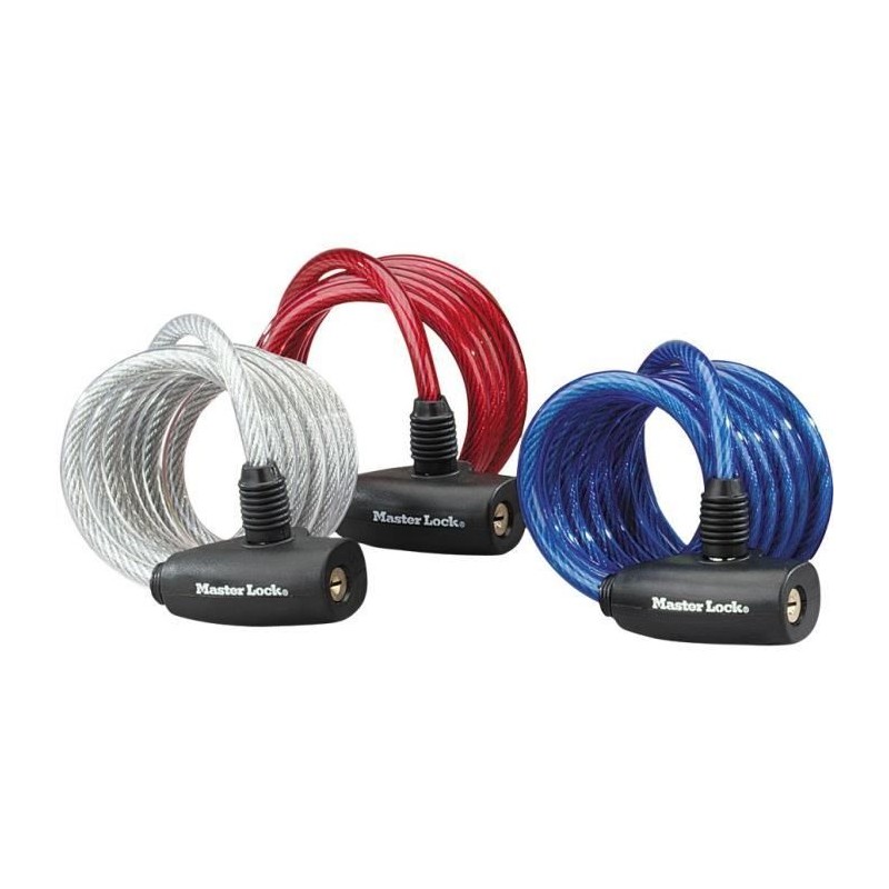 Antivol câble Masterlock - 8127EURDPRO - 1,8m x 8mm - Acier torsadé