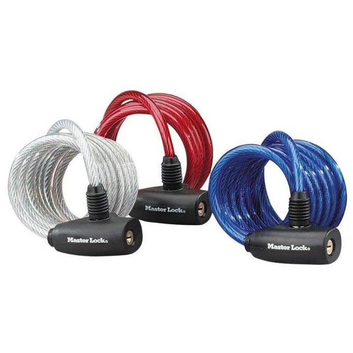 Antivol câble Masterlock - 8127EURDPRO - 1,8m x 8mm - Acier torsadé - Bleu Antivol câble Masterlock - 8127EURDPRO - 1,8m x 8mm - Acier torsadé - Bleu