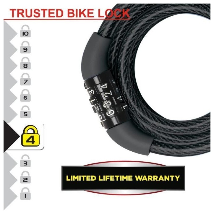 MASTER LOCK Cable Antivol Vélo - 1,2 m câble