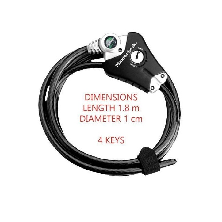 MASTER LOCK Câble antivol breveté ajustable de 30 cm a 1,8 m