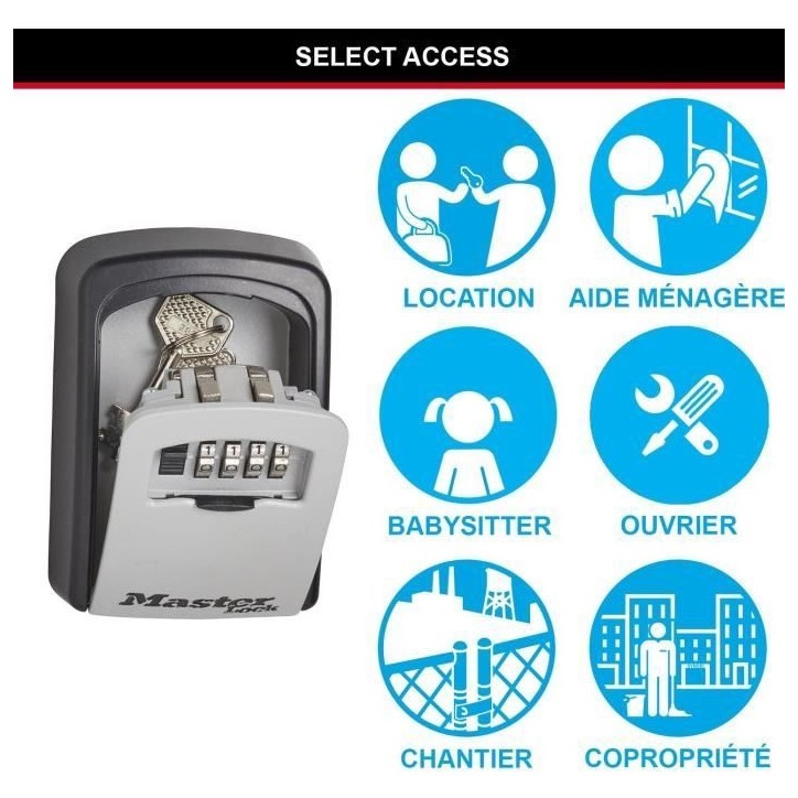 MASTER LOCK Boite a clés sécurisée [Medium] [Fixation murale] - 5401EURD - Select Access Partagez vos clés en toute sécurit