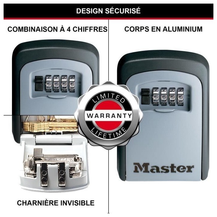 MASTER LOCK Boite a clés sécurisée [Medium] [Fixation murale] - 5401EURD - Select Access Partagez vos clés en toute sécurit