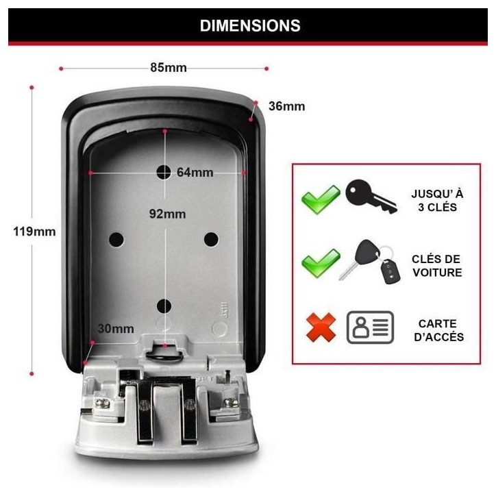 MASTER LOCK Boite a clés sécurisée [Medium] [Fixation murale] - 5401EURD - Select Access Partagez vos clés en toute sécurit