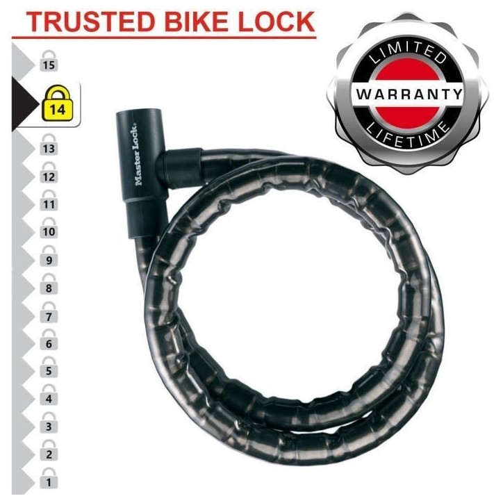 Câble antivol a clé en acier Master Lock 8115EURDPS - Noir