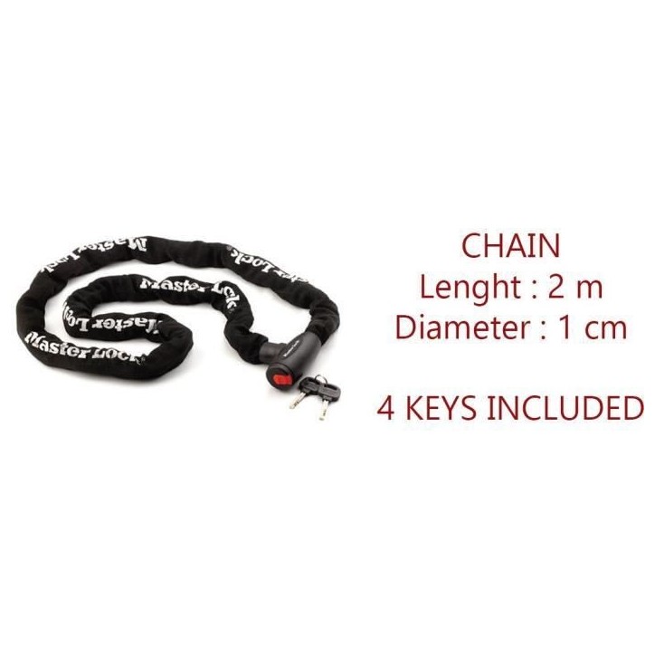 MASTER LOCK Chaîne Antivol Moto - 2 m chaîne - Idéal pour les Motos et Scooters MASTER LOCK Chaîne Antivol Moto - 2 m chaîne - Idéal pour les Motos et Scooters