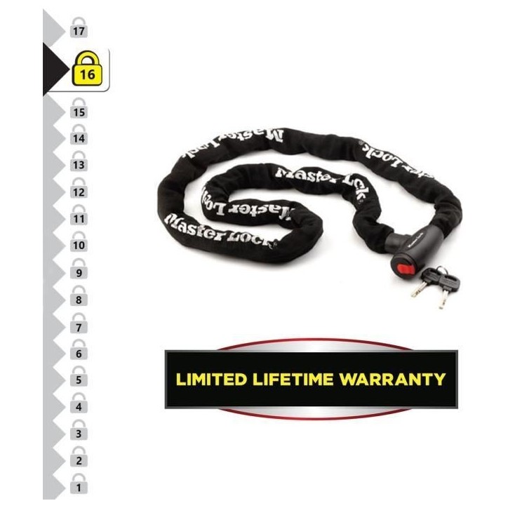 MASTER LOCK Chaîne Antivol Moto - 2 m chaîne - Idéal pour les Motos et Scooters MASTER LOCK Chaîne Antivol Moto - 2 m chaîne - Idéal pour les Motos et Scooters
