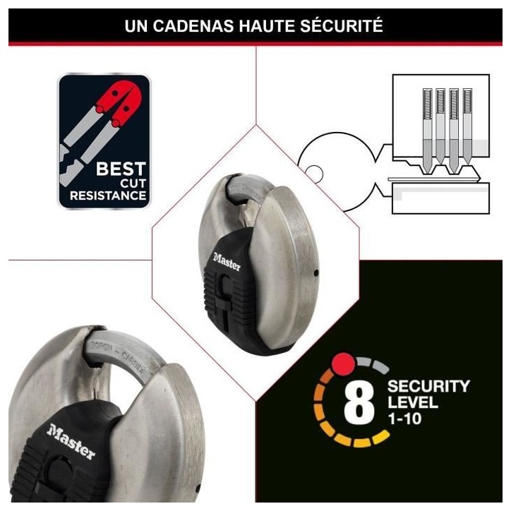 Lot de 2 Cadenas a disque - MASTER LOCK - M40EURT - Acier inoxydable - 70 mm Lot de 2 Cadenas a disque - MASTER LOCK - M40EURT - Acier inoxydable - 70 mm