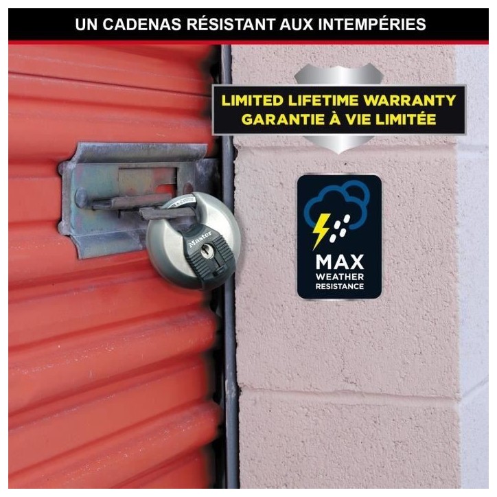 Lot de 2 Cadenas a disque - MASTER LOCK - M40EURT - Acier inoxydable - 70 mm Lot de 2 Cadenas a disque - MASTER LOCK - M40EURT - Acier inoxydable - 70 mm