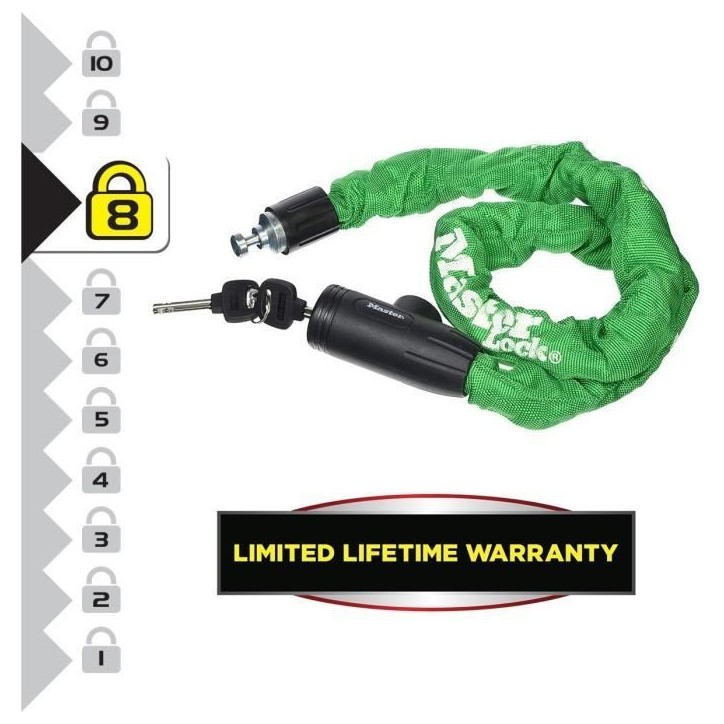MASTER LOCK Chaîne Antivol Vélo [Clé] - Idéal pour les Vélos, Vélos Electriques, VTT et autres