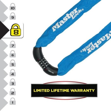 Antivol chaîne pour vélo - MASTER LOCK - Chaîne Antivol Vélo - 90 cm x 8 mm - Haute Sécurité
