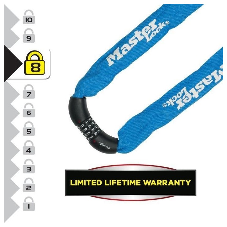 Antivol chaîne pour vélo - MASTER LOCK - Chaîne Antivol Vélo - 90 cm x 8 mm - Haute Sécurité Antivol chaîne pour vélo - MASTER LOCK - Chaîne Antivol Vélo - 90 cm x 8 mm - Haute Sécurité